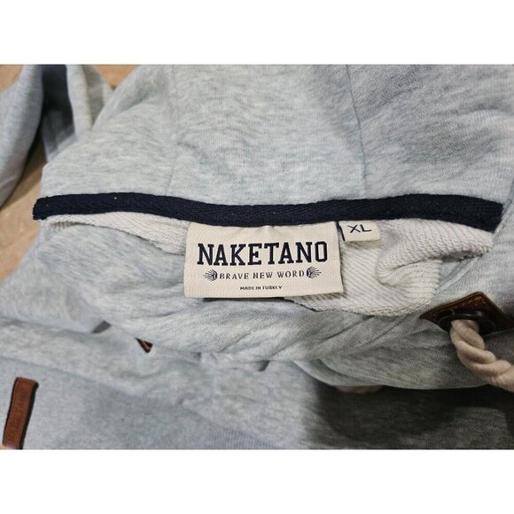 Women's Naketano Cowl Neck Hoodie Gray‎ Owl Deer Size XL - Picture 7 of 11